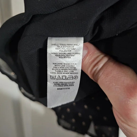 Ann Taylor Women XLP Blouse Black Poly Geometric Button Up Shirt Statement Retro - Picture 5 of 7